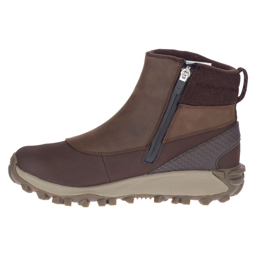 Bottes Merrell Thermo Kiruna Mid Zip Waterproof Bordeaux/Marron Femme | C.Y.KNOG